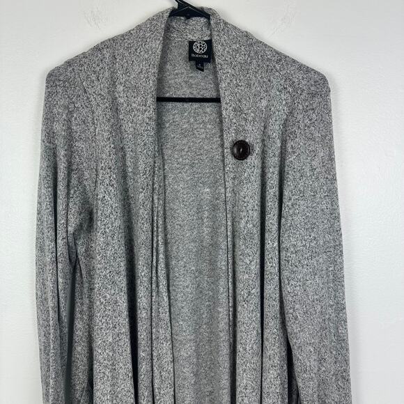 Bobeau Womens Lightweight Long Sleeve Button Heather Grey Open Cardigan Small - Picture 3 of 10